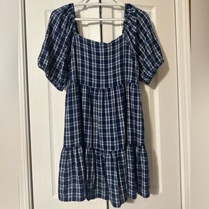 American Eagle Plaid Square Neck Mini Dress